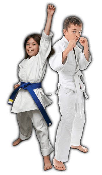 Martial Arts Lessons for Kids in Chandler AZ - Happy Blue Belt Girl and Focused Boy Banner